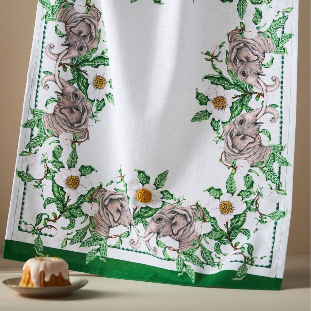 Lou Rota twin Elephants dish towel